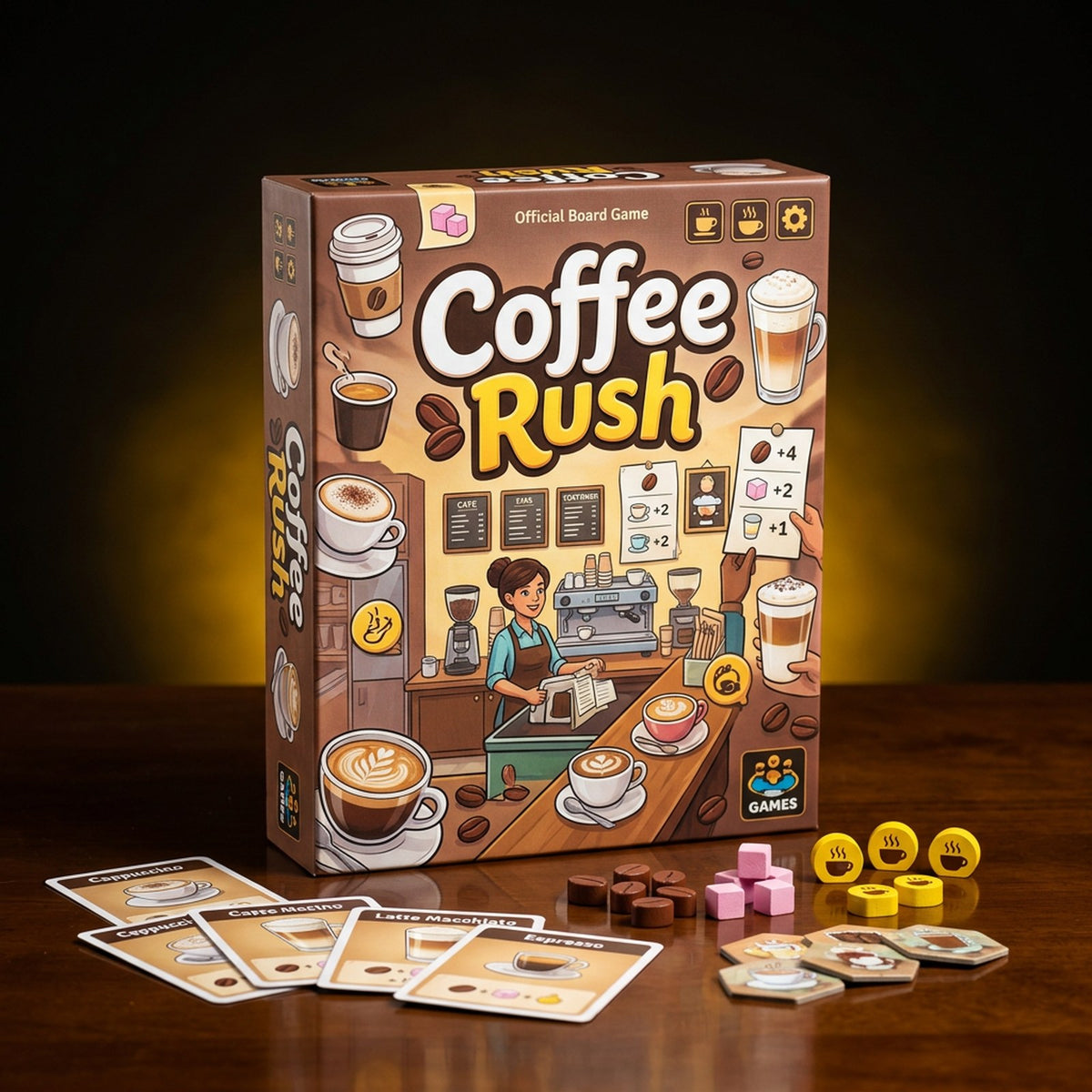 Coffee Rush board game to rent with GURGUR